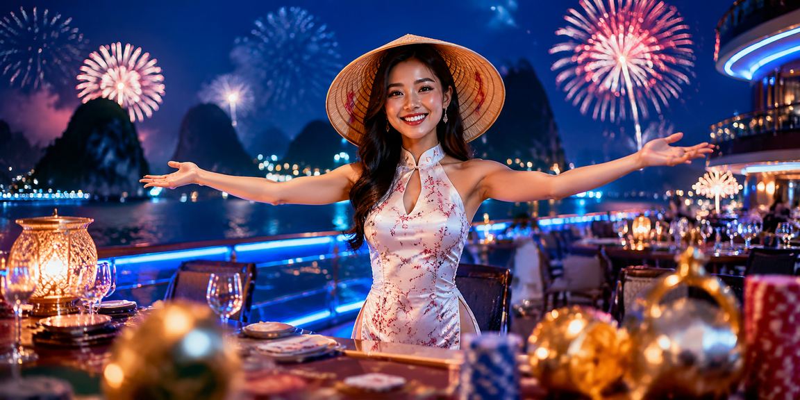 Du khách tại vịnh Hạ Long đội nón lá xem kết quả cá cược trên điện thoại